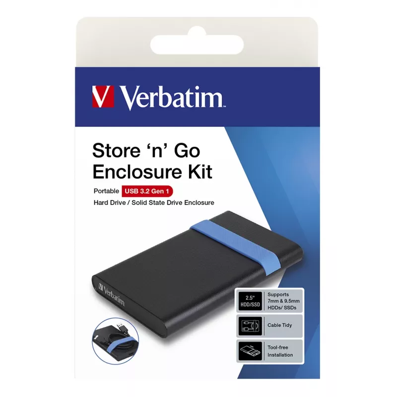 Verbatim Store'N'Go Enclosure Kit — korpusas HDD/SSD, juodas/mėlynas, 2.5 colio