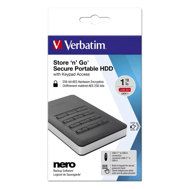 Verbatim Store 'n' Go Secure Portable HDD su klaviatūros prieiga 2TB