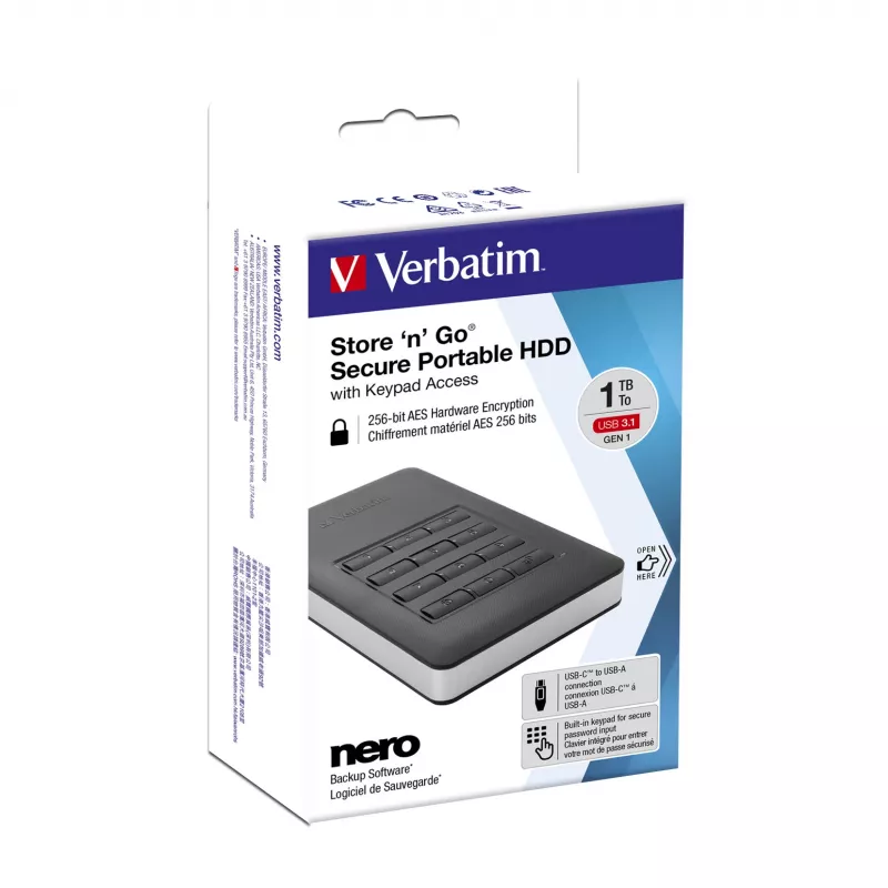 Verbatim Store 'n' Go Secure Portable HDD su klaviatūros prieiga 2TB