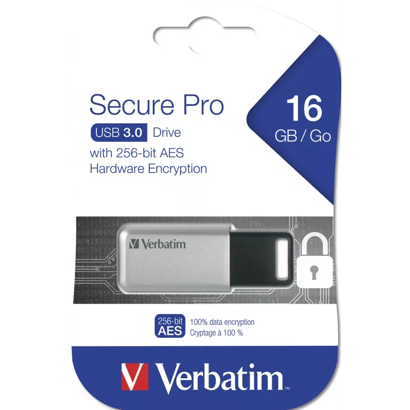 Verbatim Secure Pro USB 3.0 16 GB sidabrinis