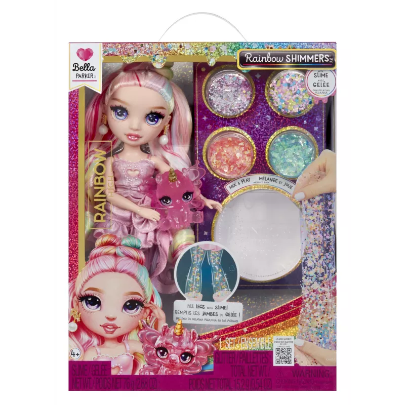 Rainbow High Rainbow Shimmers su Slime mados lėlė – Bella (rožinė)