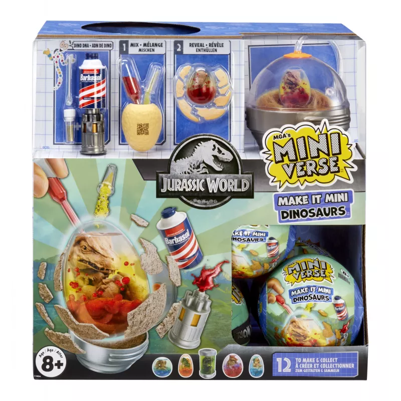 Miniverse Make It Mini Dinozaurai (Jurassic World) PDQ, 8 m., Įvairiaspalvis, Plastikas