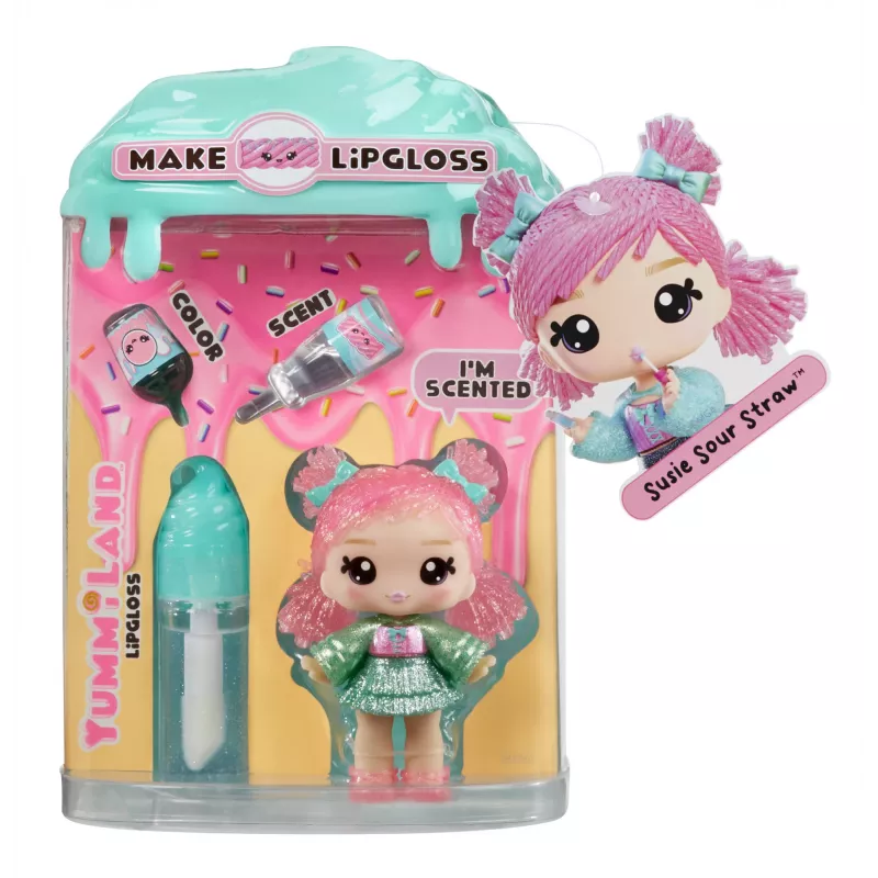 MGA Entertainment Yummiland Lip Gloss Doll Series 2 – Licorice (Susie Sour Straw) – lėlė su lūpų blizgiu