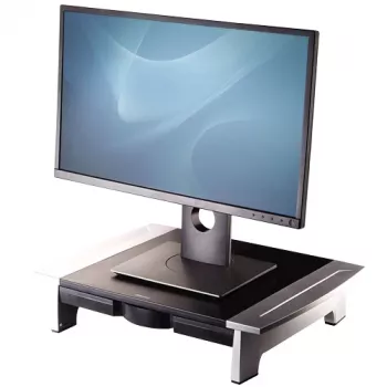 Fellowes kompiuterio monitoriaus stovas su 5 aukščio reguliavimo padėtimis - Office Suites monitoriaus pakėlimo stovas su laikymo lentyna - ergonomiškas reguliuojamas monitoriaus stovas - maks. svoris 36 kg / maks. dydis 28 coliai - grafitas