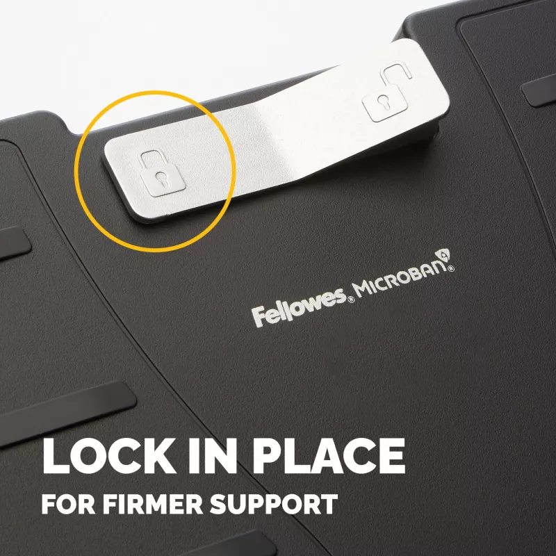 Fellowes Office Suites reguliuojamas pakojis po stalu – ergonomiškas pakojis su 3 aukščio padėtimis ir antibakterine technologija, juodas