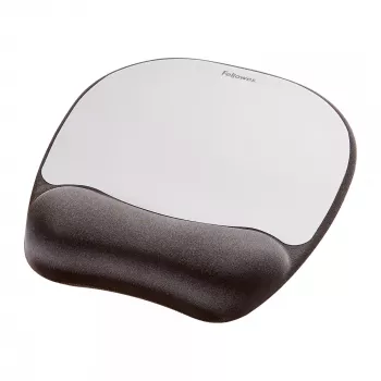 Fellowes pelės kilimėlis su riešo atrama – Memory Foam, ergonomiškas, sidabrinis