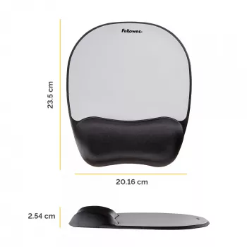 Fellowes pelės kilimėlis su riešo atrama – Memory Foam, ergonomiškas, sidabrinis