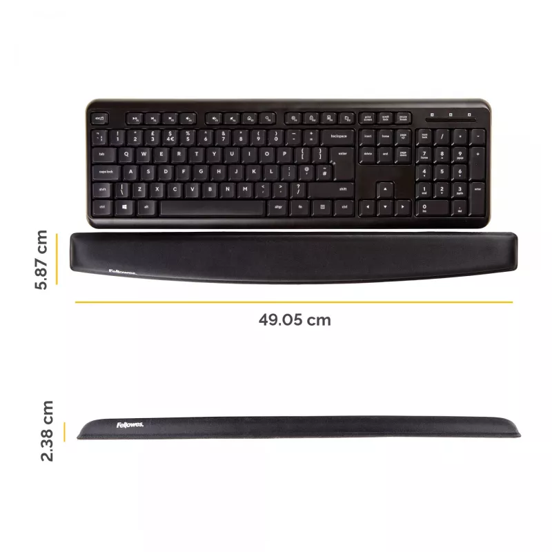 Fellowes 9178201 klaviatūros riešo atrama – Memory Foam ergonominė riešo atrama kompiuteriui, nešiojamam kompiuteriui, darbui namuose – juoda