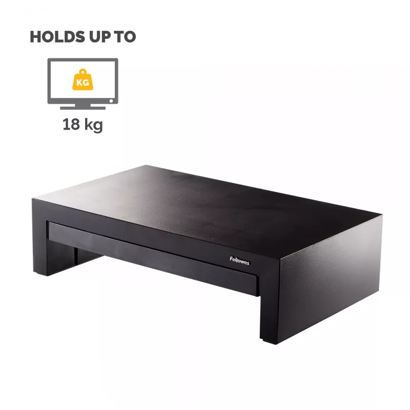 Fellowes Designer Suites reguliuojamas monitoriaus stovas su 3 aukščio padėtimis, iki 18 kg, juodas/perlamutrinis