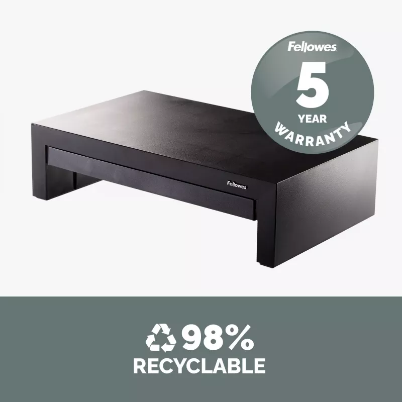Fellowes Designer Suites reguliuojamas monitoriaus stovas su 3 aukščio padėtimis, iki 18 kg, juodas/perlamutrinis