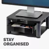 Fellowes Premium Monitor Riser Plus su 3 aukščio reguliavimais, kabelių valdymu, iki 21 colio/36 kg, grafito spalvos