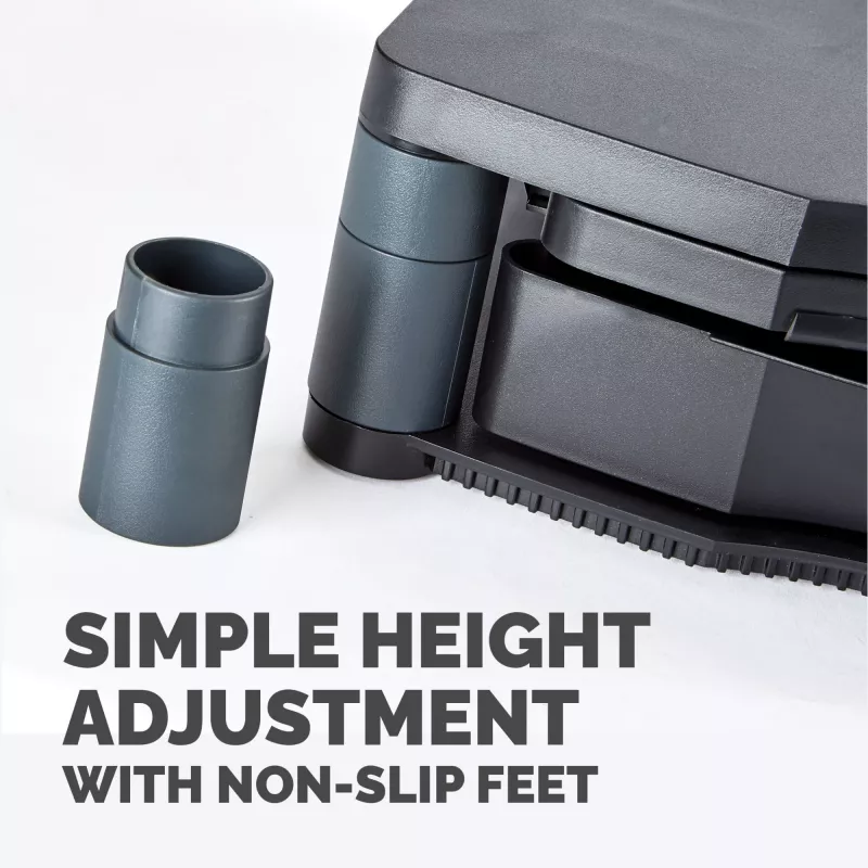 Fellowes Premium Monitor Riser Plus su 3 aukščio reguliavimais, kabelių valdymu, iki 21 colio/36 kg, grafito spalvos