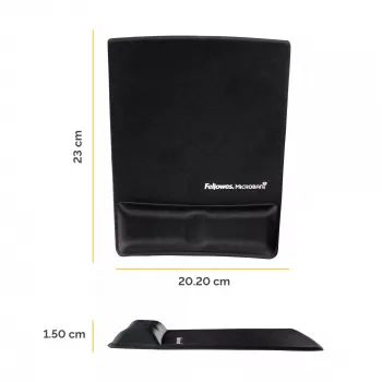 Fellowes pelėdos kilimėlis su riešo atrama Health-V, antibakterinė apsauga, ergonomiškas, juodas