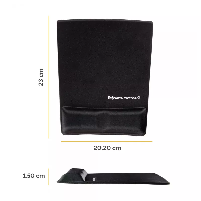 Fellowes pelėdos kilimėlis su riešo atrama Health-V, antibakterinė apsauga, ergonomiškas, juodas