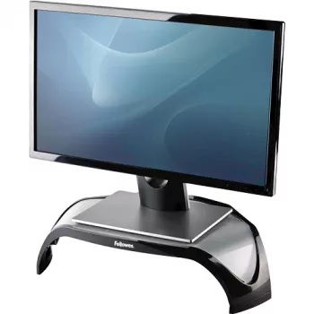 Fellowes kompiuterio monitoriaus stovas su 3 aukščio reguliavimais - Smart Suites monitoriaus pakėlimo stovas - ergonomiškas reguliuojamas monitoriaus stovas - maks. svoris 10 kg / maks. dydis 21 colis - juoda