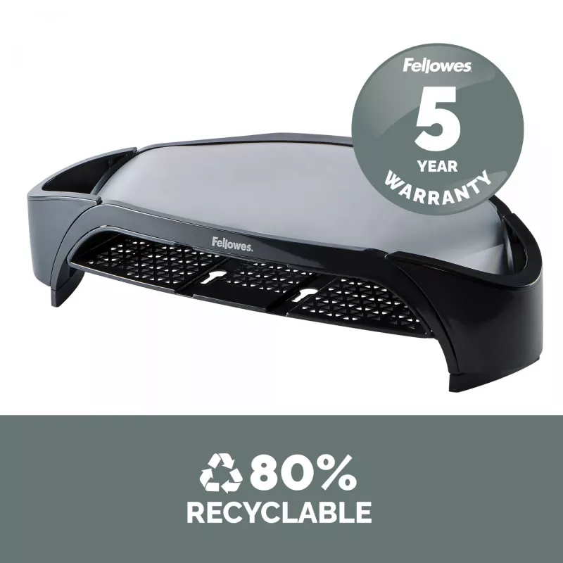 Fellowes Smart Suites Monitor Riser Plus – ergonomiškas reguliuojamo aukščio monitoriaus stovas, juodas