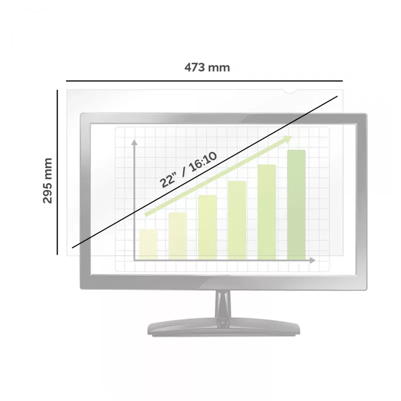 Fellowes PrivaScreen privatumo filtras, 55,9 cm (22 col.), 16:10, monitoriui, berėmis, antirefleksinis, 110 g