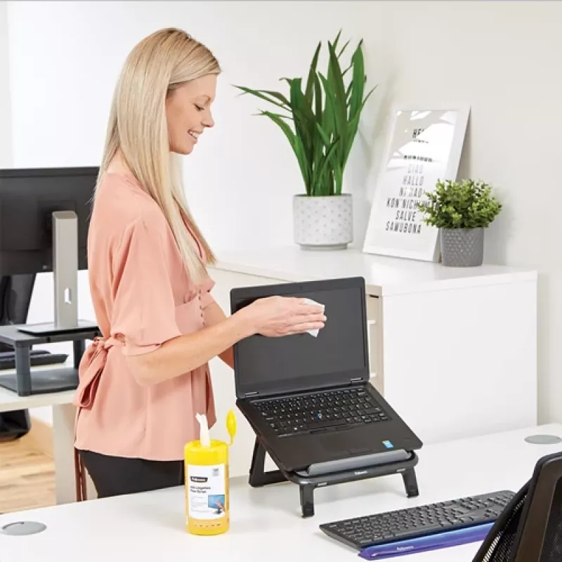 Fellowes 100 Screen Cleaning – 100 vnt. drėgnų servetėlių ekranų ir įrangos valymui, LCD/TFT/Plasma, 82x82x170 mm