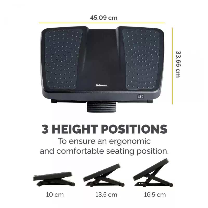 Fellowes Professional Series pėdų atrama su masažiniu paviršiumi, juoda