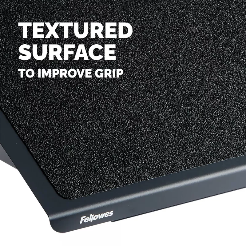 Fellowes Professional Series reguliuojamas pakojis po stalu - ergonomiškas pakojis su 3 aukščio padėtimis ir neslystančiu paviršiumi - juodas