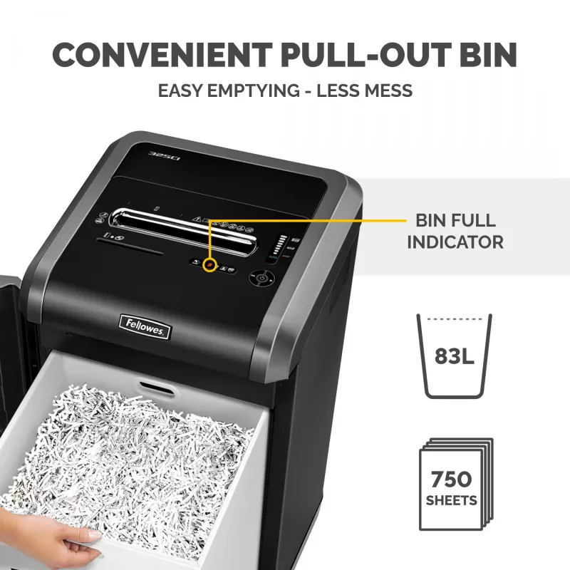 Fellowes 325Ci smulkintuvas 24 lapų kryžminis pjovimas su 83 l krepšiu, aukštas saugumas P4