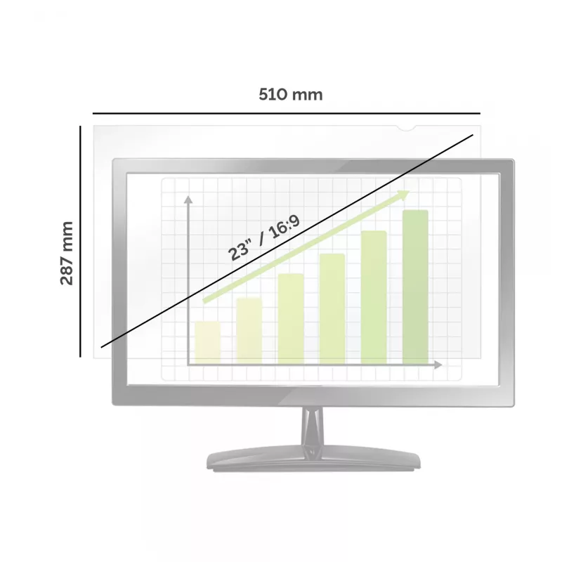 Fellowes 23 colių „PrivaScreen“ privatumo filtras plačiaekraniam monitoriui, 58,4 cm (23 col.), 16:9, besrėmis, antirefleksinis, 140 g