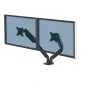 Fellowes Platinum Series dviejų monitorų laikiklis - monitorių stovas dviems 8 kg 40 colių ekranams - reguliuojamas dviejų monitorių stovas ant stalo - pakreipimas 45° pasukimas 180° sukimas 360° sukimas 360°, VESA 75 x 75/100 x 100 - juoda