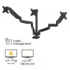 Fellowes Platinum Series trijų monitorų laikiklis - tvirtinimas trims 7 kg 27 colių ekranams - reguliuojamas trijų monitorių stalinis laikiklis - pakreipimas 45° pasukimas 180° sukimas 360° sukimas 360°, VESA 75x75/100x100 - juodas