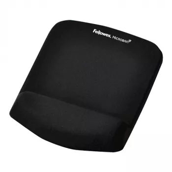 Fellowes pelės kilimėlis su riešo atrama PlushTouch, neslystančiu guminiu pagrindu ir antibakterine apsauga, juodas