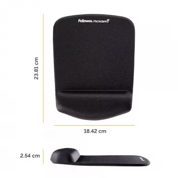 Fellowes pelės kilimėlis su riešo atrama PlushTouch, neslystančiu guminiu pagrindu ir antibakterine apsauga, juodas