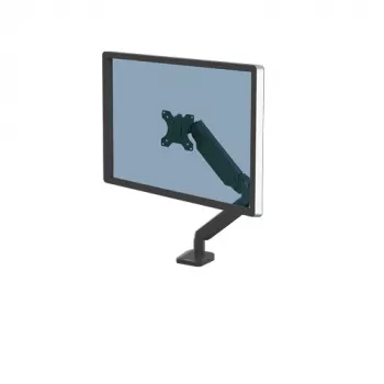 Fellowes Platinum Series monitorinis stovas – laikiklis monitoriui iki 8 kg 40 colių ekranams – reguliuojamas stovas ant stalo – pakreipimas 45° pasukimas 180° sukimas 360° VESA 75x75/100x100 – juodas