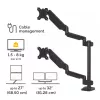 Fellowes Platinum Series dvigubas monitoriaus laikiklis – stalinis laikiklis dviem 8 kg 27 colių ekranams – reguliuojamas dviejų monitorių tvirtinimas – pakreipimas 45°, pasukimas 180°, sukimas 360°, VESA 75 x 75 / 100 x 100 – juodas