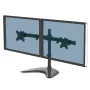 Fellowes Seasa dviejų monitorų laikiklis – laisvai pastatomas monitorių stovas 8 kg 27 colių ekranams – ergonomiškas reguliuojamas monitoriaus laikiklis – pakreipimas 45° pasukimas 120° sukimas 360°, VESA 75 x 75/100 x 100 – juodas