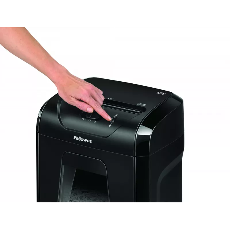 Fellowes Powershred 12C popieriaus smulkintuvas, kryžminis pjovimas, 22,5 cm, juodas