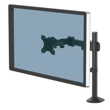 Fellowes Reflex monitorio laikiklis - monitoriaus stovas 8 kg 32 colių ekranams - reguliuojamas monitoriaus laikiklis ant stalo - pakreipimas 45° pasukimas 180° sukimas 360°, VESA 75x75/100x100 - juodas