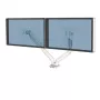 Fellowes Platinum Series Dviejų Monitorų Laikiklis - Monitorių Stovas Dviem 8KG 40 Colių Ekranams - Reguliuojamas Dviejų Monitorių Stalas - Pakreipimas 45° Pasukimas 180° Sukiojimas 360° Sukimasis 360°, VESA 75 x 75/100 x 100 - Baltas