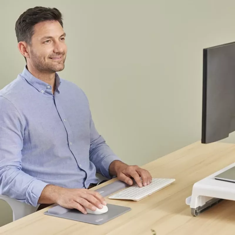 Fellowes riešo atrama klaviatūrai Breyta Compact, antibakterinė, ergonomiška, pilka