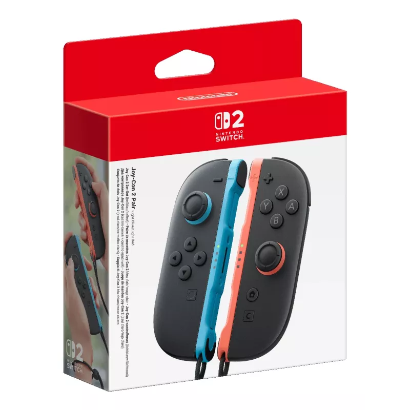 Nintendo Joy-Con 2 (L)/(R) Šviesiai mėlyna/Šviesiai raudona, valdiklis, Nintendo Switch 2, fiksavimo mygtukas, D-padas, Pagrindinis mygtukas, Analoginis / Skaitmeninis, Belaidis, Bluetooth