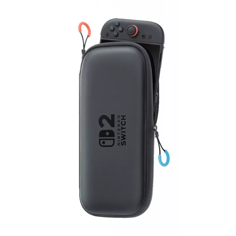 Nintendo Switch 2 nešiojimo dėklas su ekrano apsauga, kietas korpusas, Nintendo, juoda, Nintendo Switch 2, užtrauktukas, 142 mm