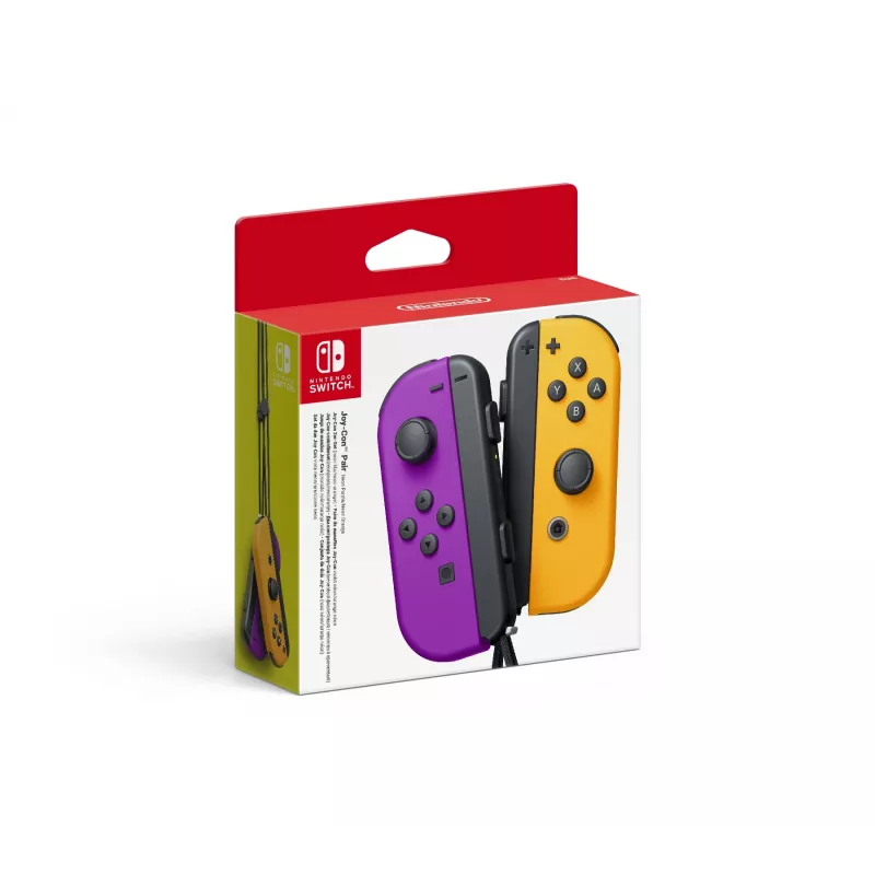 Žaidimų pultai NINTENDO Joy-Con belaidžiai Bluetooth, skirti Nintendo Switch — juoda/oranžinė/violetinė, analoginiai/digitaliniai, D-pad