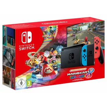Nintendo Switch + Mario Kart 8 Deluxe nešiojama žaidimų konsolė 15,8 cm (6,2 colio) 32 GB jutiklinis ekranas Wi-Fi juoda, mėlyna, raudona