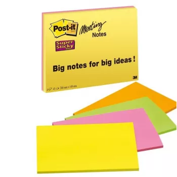 3M 6845-SSP Post-it Meeting Notes lipnūs bloknotai, 203x152 mm, 45 lapų, įvairiaspalviai