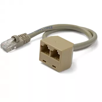 StarTech.com 2 į 1 RJ45 skirstytuvas kabelio adapteris - F/M, 10/100Base-T(X), Cat5e, pilka, PVC, 0,33 m, kištukas/lizdas