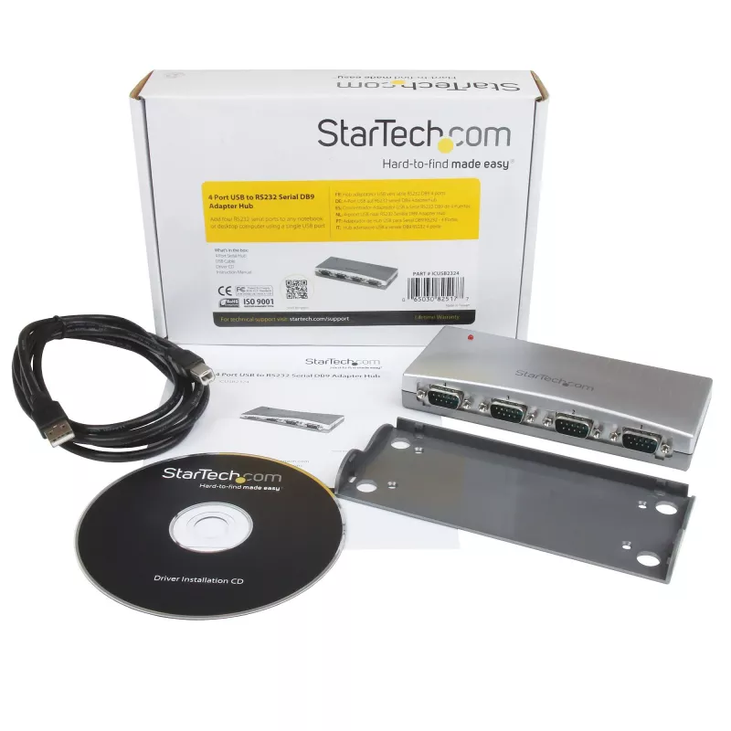 StarTech.com 4 prievadų USB į RS232 Serial DB9 adapterio šakotuvas