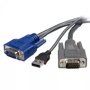 StarTech.com 6 pėdų itin plonas USB VGA 2-in-1 KVM laidas, 1,8 m, juodas, VGA, USB A + VGA, kištukas/kištukas, 189 g