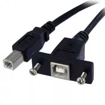 StarTech.com 0,3 m USB B prie USB B skydelio montavimo laidas, F/M, USB 2.0, 0,48 Gbit/s, juodas