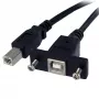 StarTech.com 0,3 m USB B prie USB B skydelio montavimo laidas, F/M, USB 2.0, 0,48 Gbit/s, juodas