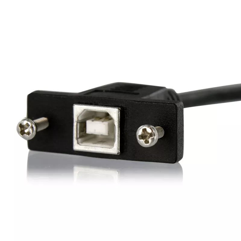 StarTech.com 0,3 m USB B prie USB B skydelio montavimo laidas, F/M, USB 2.0, 0,48 Gbit/s, juodas
