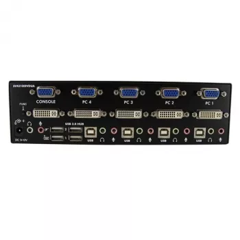 StarTech.com SV431DDVDUA 4 prievadų DVI VGA dviejų monitorių KVM jungiklis su USB garsu ir USB 2.0 šakotuvu