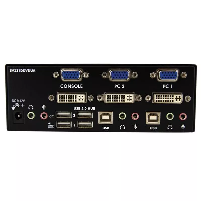 StarTech.com 2 prievadų DVI VGA dviejų monitorių KVM jungiklis USB su garsu ir USB 2.0 šakotuvu